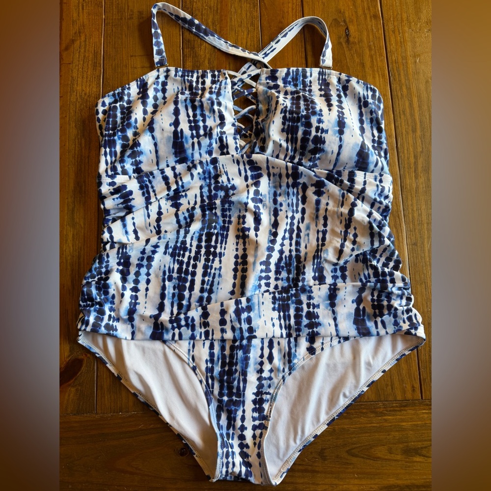 Women’s Blue and White Swimsuit 20W